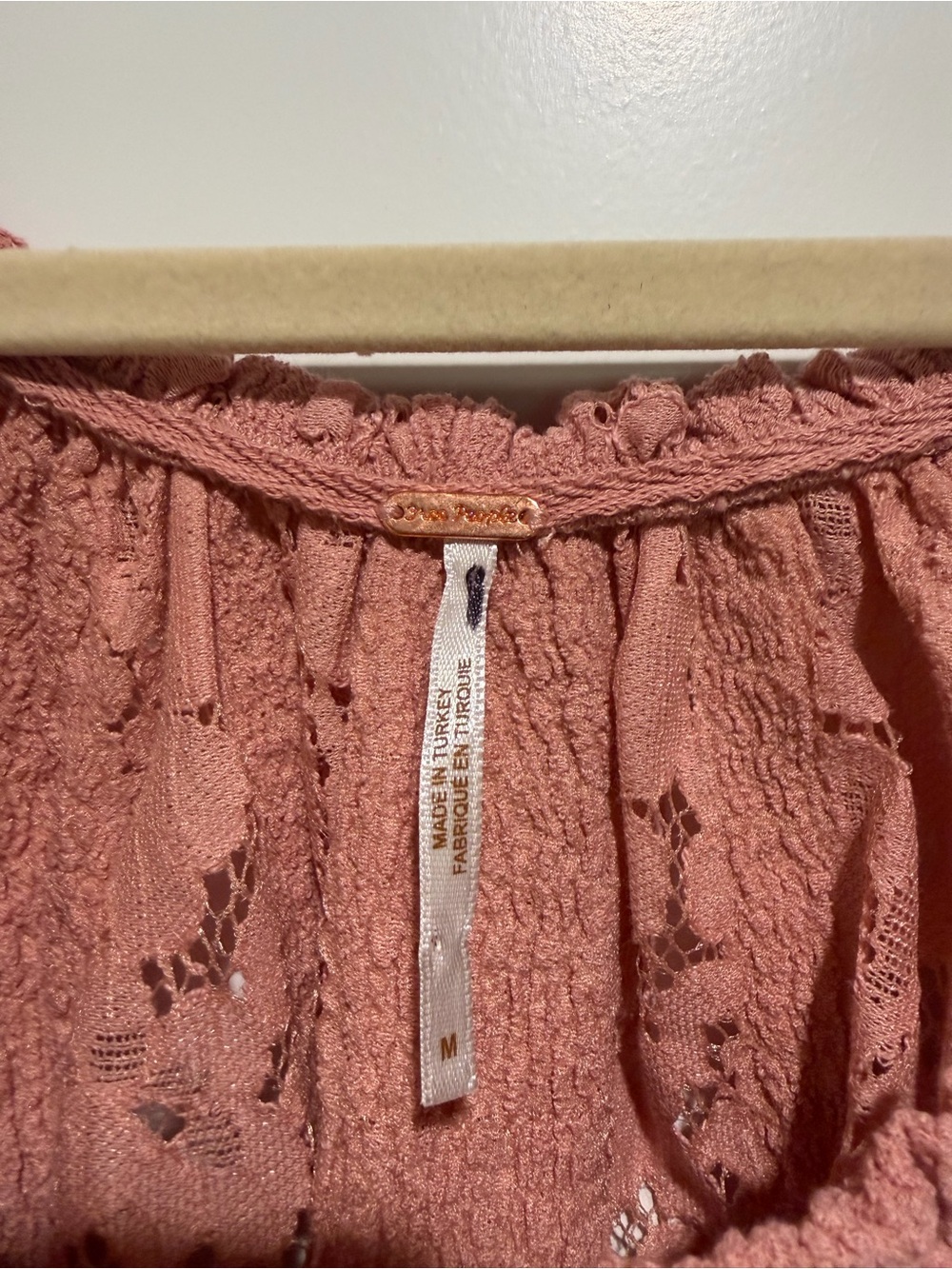 Free People Rose Lace Peasant Top Size Medium - Picture 3 of 6